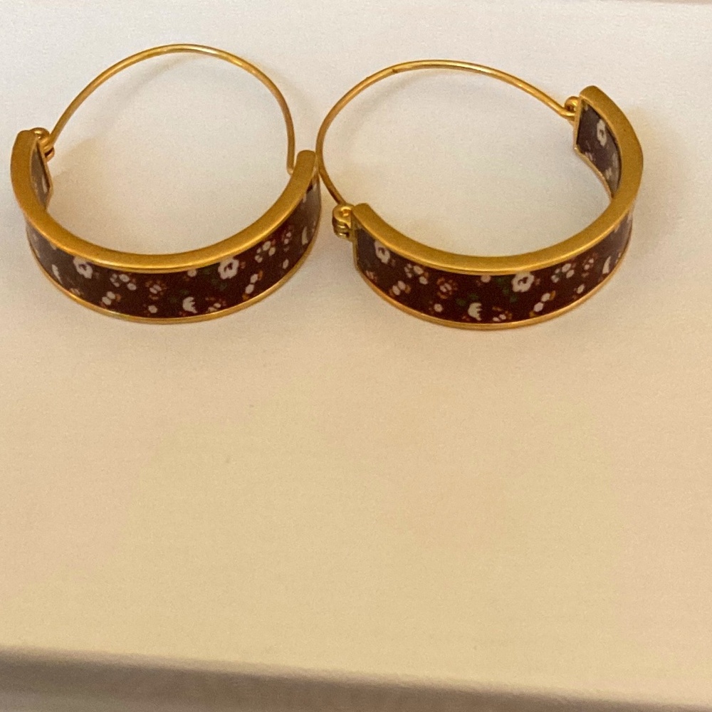 Floral one of a kind hoop earrings